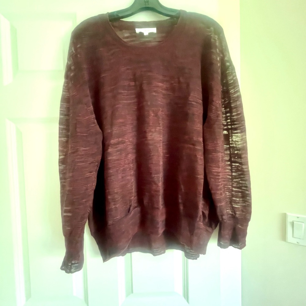 IRO Brown Crewneck Sweater with Textured Sleeves